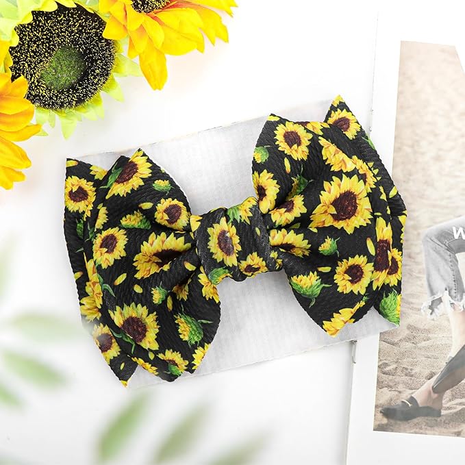 7’’ Yellow Bows for Baby Girls Sunflower Girl Headbands Baby Bow Summer Outfits Hair Accessories for Newborn Infant Toddler Clothes