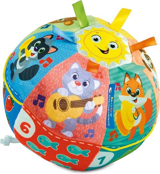 Clementoni Baby Baby Ball Sounds and Sings, Electronic Game for Children 6+ Months, with Sounds and Soft Melodies, Soft Fabric, Stimulates Manuality, Touch and Motor Skills, Italian Language,