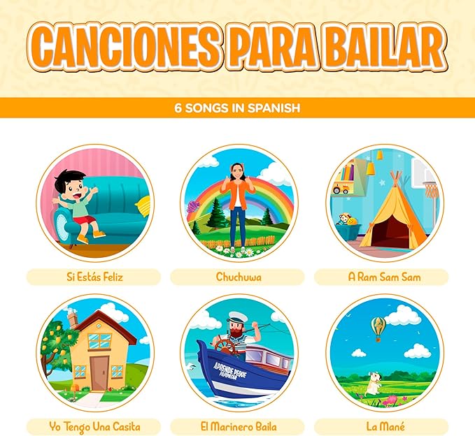 Aprende Peque Dance & Play Musical Sound Book for Toddlers Ages 1–4 | Canta con Isa: Canciones para Bailar | Interactive Spanish Music for Kids | 6 Songs