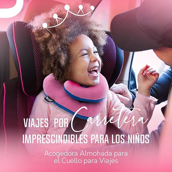 BCOZZY Kids Travel Neck Pillow 2-Pack – Small Pink & Small Navy – Patented Head, Neck & Chin Support – Car Seat, Airplane & Road Trip Sleep Comfort