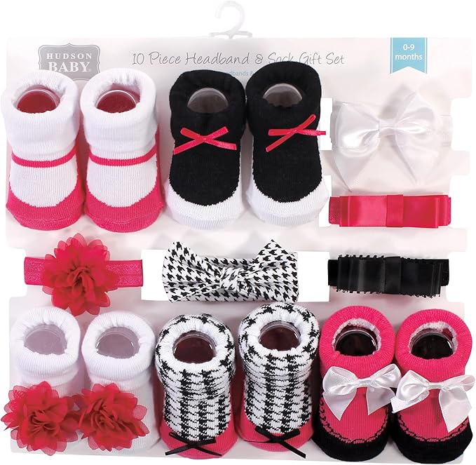 Hudson Baby Girl's Headband and Socks Giftset