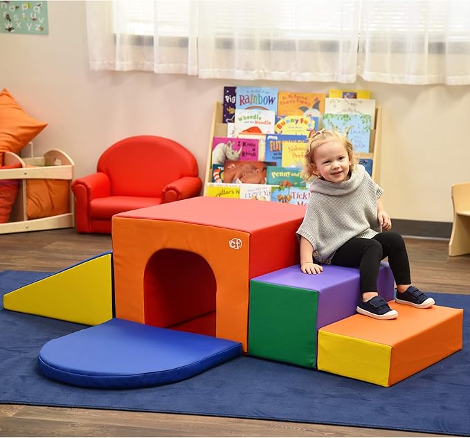 Children's Factory Baby Crawling Tunnel, Foam Climbing Blocks for Toddlers, Soft Homeschool Jungle Gym