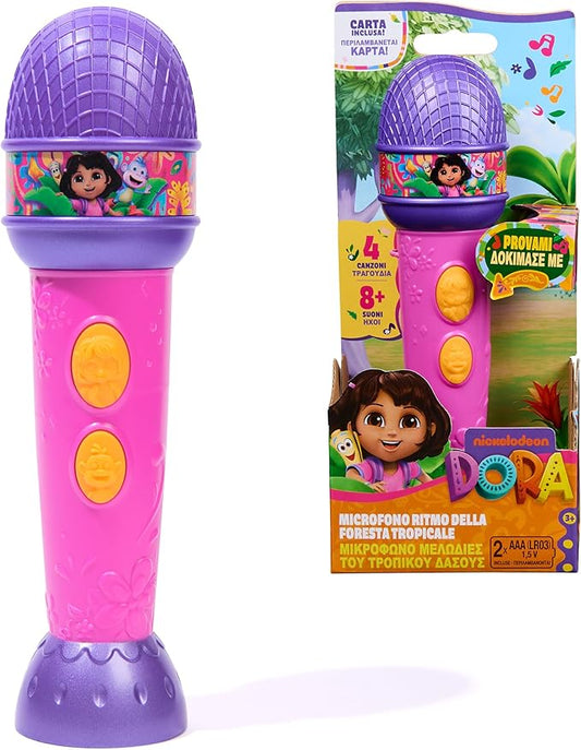 Dora, Tropical Forest Rhythm Microphone with Music, Bilingual Sounds and Phrases, Toys for Girls and Kids Ages 3 Years and Up