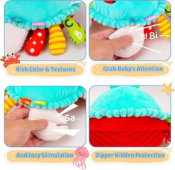 Baby Toys 12-18 Months, Musical Crawling Toys Baby Crab Plush Toy, 50 Songs & Recording Feature, Dancing Bouncing Interactive Baby Sensory Toddler Toys 6-12 Months, Tummy Time Toys for 1 Year Old Gift
