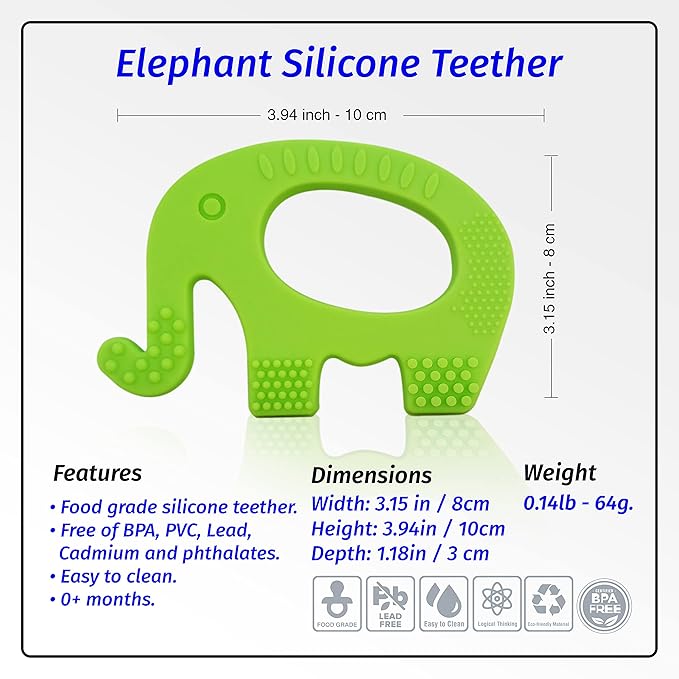 Silicone Pacifier teether Toys for Babies 0-6 and 6-12 Months – Package of 4 Baby teethers - Pain Relief – Infants and Toddlers. Safer Than Plastic - Soft and Flexible - Easier to Clean
