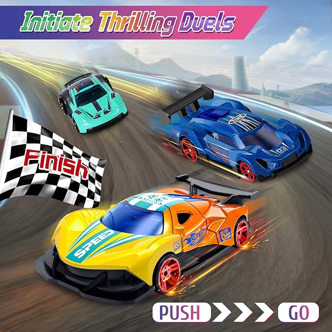 MACALOCA Color Changing Cars Toys Bath Toysva for Ages 1-3 4-8 Easter Basket Stuffers for Kids Grandkids Boys Birthday Gifts Race Cars Themed Party Favors Easter Egg Fillers Sensory Die-Cast Toys