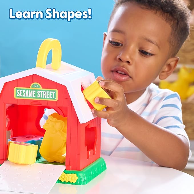 Sesame Street Elmo's Learn & Sort Barn with Music and Sounds, 6-Pieces, Teaches Toddlers Shapes, Sounds, and Problem-Solving Skills, Toy for Girls, Boys, Kids, Ages 2 and Up by Just Play