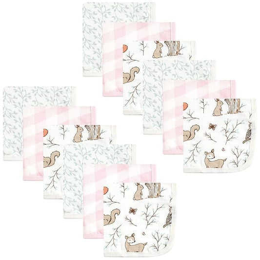 Hudson Baby Unisex Baby Cotton Muslin Washcloths, Enchanted Forest, One Size