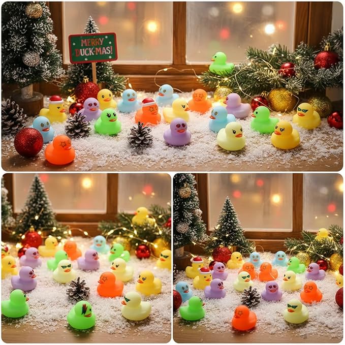 Vinsot 100 Pcs Mini Rubber Ducks Bulk Bath Ducks Bulk Bathtub Floating Squeaky Duckies Gift Stocking Stuffers for Birthday Holiday Party(Multicolor,Duck)