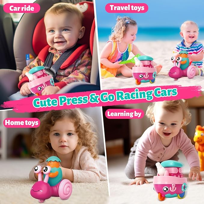 Toddler Girl Toys 1-2,Press to Go Car Toys for 1 Year Old Girls,Push Go Toy Car for Toddlers 1-3,Learning Baby toy 6-9-12-18 Months Infant Play Vehicle Set,Baby Christmas First Birthday Gifts Ages 1-2