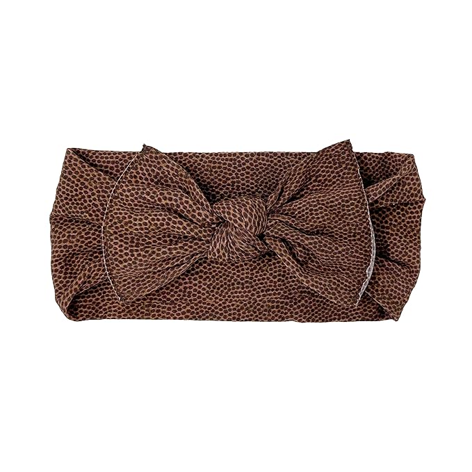 Baby Bling Bows - Newborn to Little Baby Girl Bows, 2PK PRINT SOLID KNOTS Nylon Super Soft Stretchy Toddler Headbands, Perfect Hair Accessories Head Bands for Infant Kids (Brown & White)