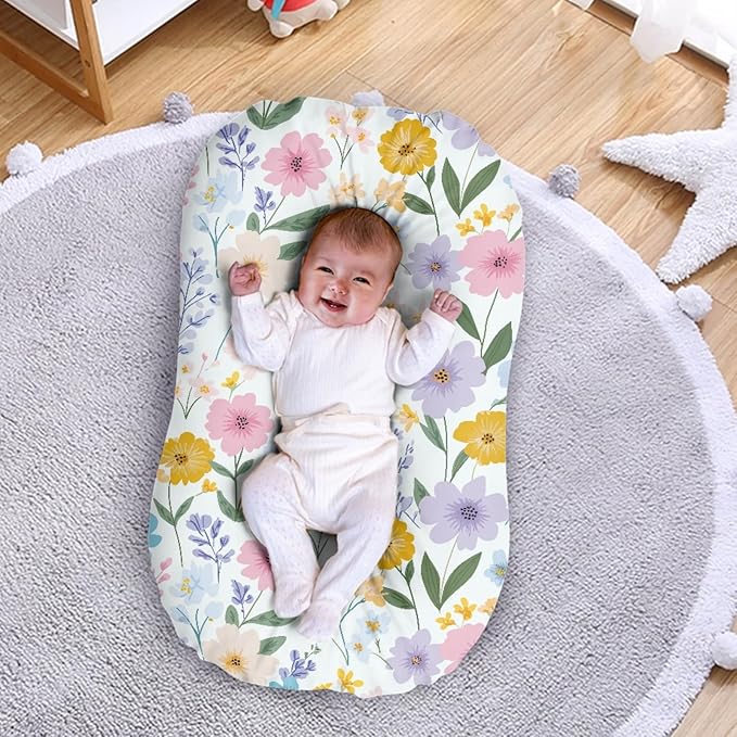 Floral Baby Lounger Cover Infant Lounger Covers for Newborn 31.5'' x 21.3'' Baby Nest Slipcover for Girls Sleeping Cril Nest Crib Slipcover
