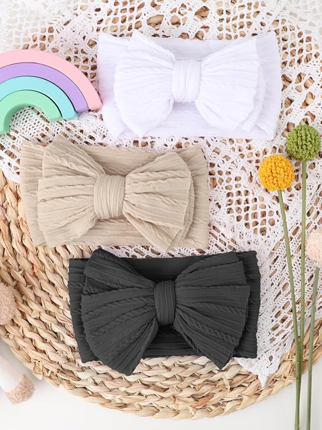 AQOKKA Baby Bows Headbands Nylon Baby Girl Headbands Soft Handmade Hairbands Toddler Hair Accessories for Girls Baby Newborn Infant Kids