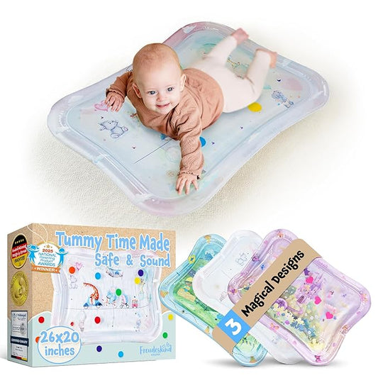 Tummy Time Water Mat for Babies – Sensory Baby Water Play Mat – Award-Winning Infant Activity Mat for Motor Development – Premium, Baby-Safe Water Tummy Time Mat – Circus Animals Small