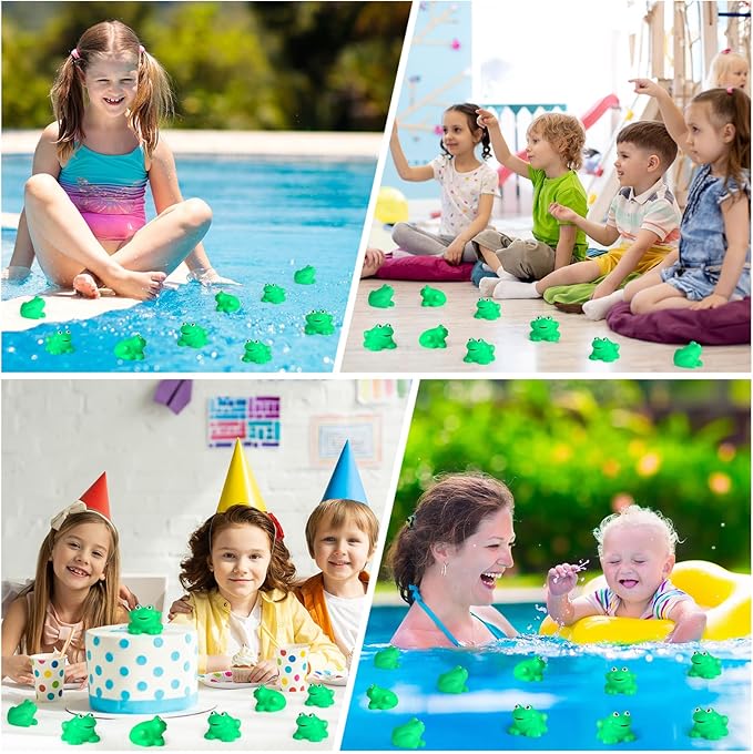 Mototo 30 PCS Rubber Frogs Little Squeaky Frogs Float Bath Toy Green Shower Swimming Bathtub Toy Easter Egg Stuffers for Hyundai Santa Cruz Jeep Game Prize Froggy Birthday Party Classroom School Decor