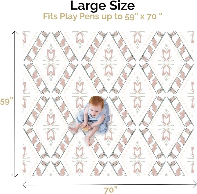JumpOff Jo Foldable Foam Play Mat – Large Waterproof Baby & Toddler Activity Floor Mat, Double-Sided 70 x 59 Inch Play Surface