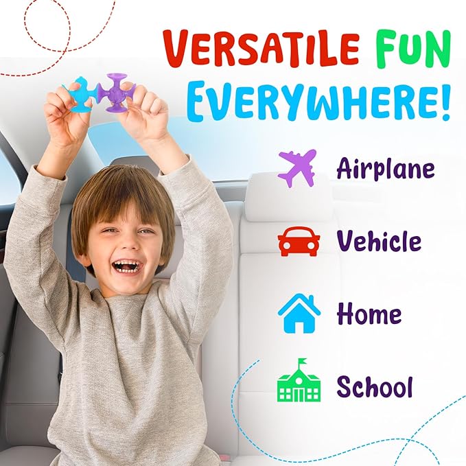 Suction Cup Toys, Silicone Sensory Toys, Stress Relief Autism Toy for Kids, Travel Fruit Toy for Airplane with Storage, Fine Motor Skills