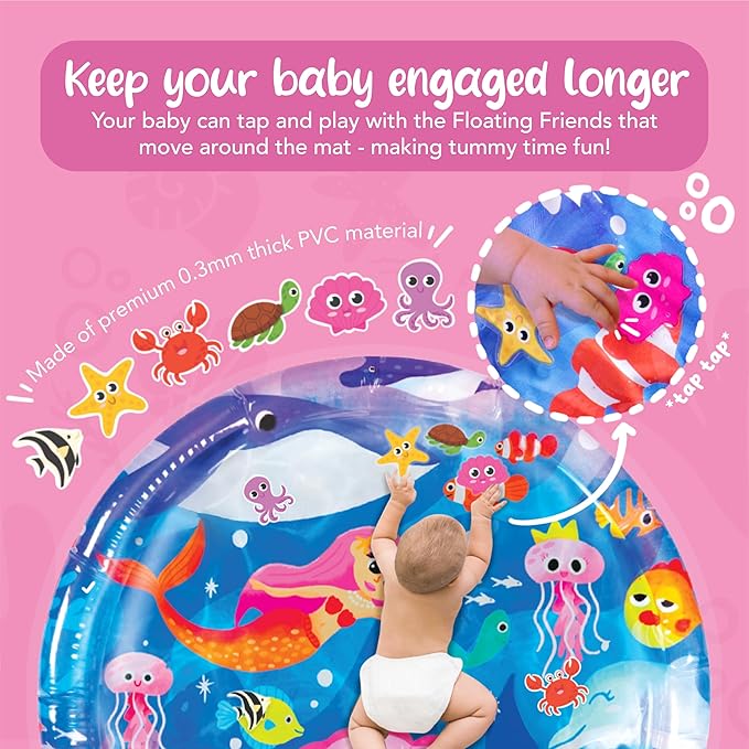 KooKooBaby Water Tummy Time Mat - Large Sensory Baby Water Mat for Tummy Time & Motor Development - Leak-Proof, Durable Play Mat for Babies 3 Months+ - Infant Water Play Mat for Baby Boys & Girls