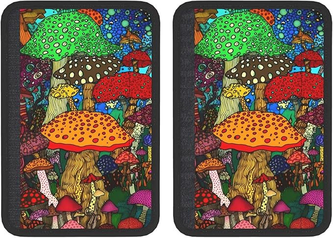 Cartoon Forest Mushroom Print Seatbelt Pads Fits Cars Trucks SUV Sedans Sweat Absorption Car Seatbelt Strap Cover, Auto Interior Accessories Protector