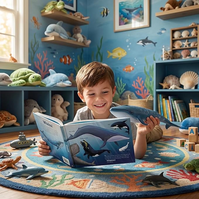 Gemini&Genius Blue Whale Sea Animal Action Figure, Ocean Shark Whale Model Toy, Educational, Role Play, Swim, Beach, Bath and Collectors for Kids