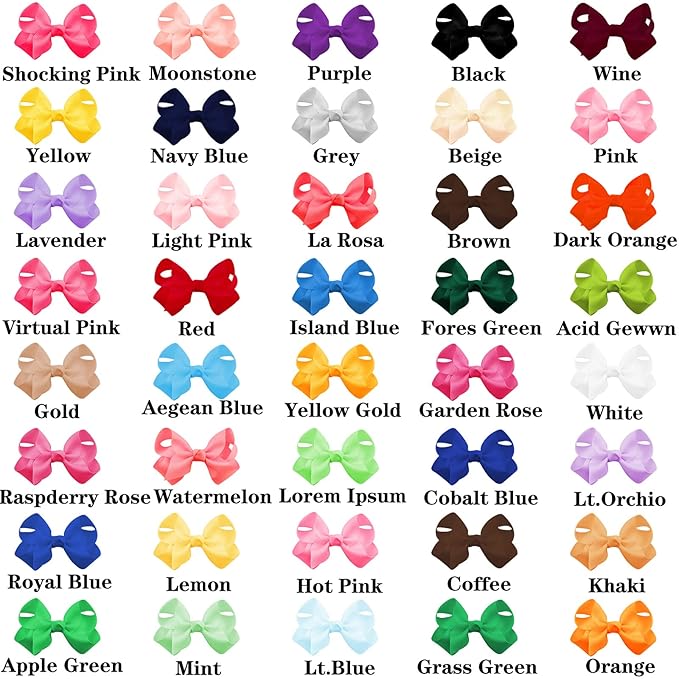 Oaoleer 40Pcs 3" Grosgrain Ribbon Alligator Clips, Barrettes & Hair Accessories for Baby Girls, Infants, Toddlers, Kids, Teens, Children (3 Inch, 40 Colors)