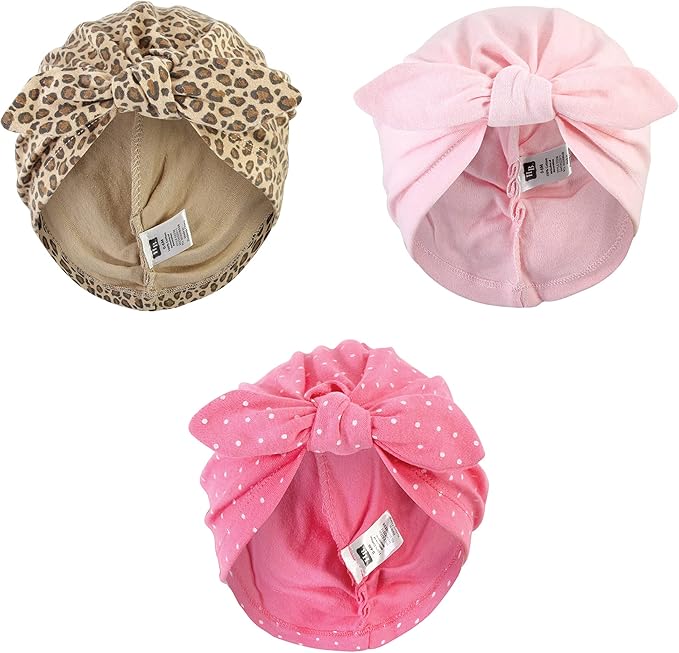 Hudson Baby Infant Girls Turban Cotton Headwraps, 0-24 Months