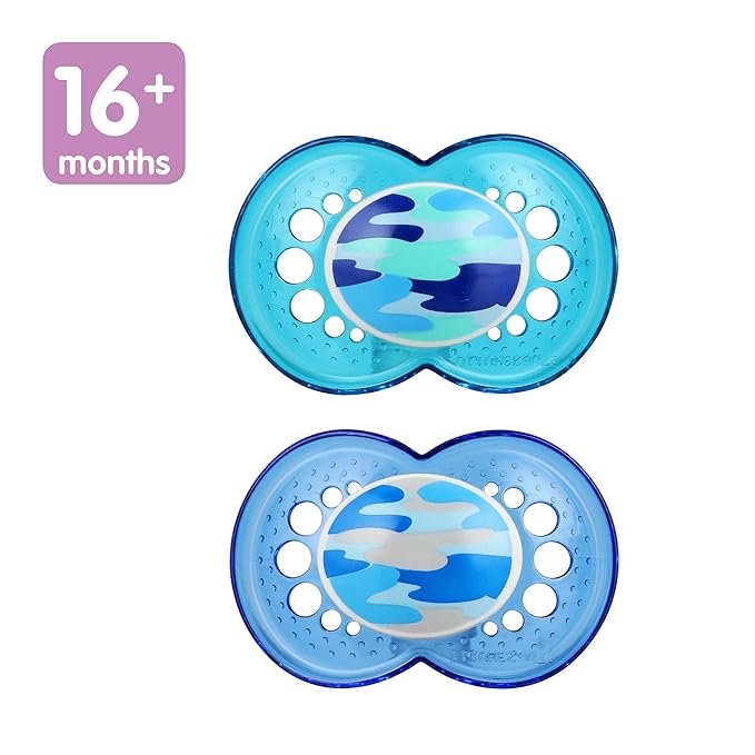 MAM Original Baby Pacifier, Nipple Shape Helps Promote Healthy Oral Development, Sterilizer Case, 2 Pack, 16+ Months, Camo/Boy