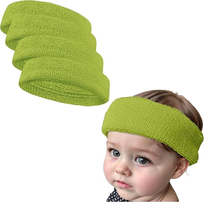 COUVER Baby Infant Terry Solid Color Headband/Terry Cloth Head Band - 4 Pieces