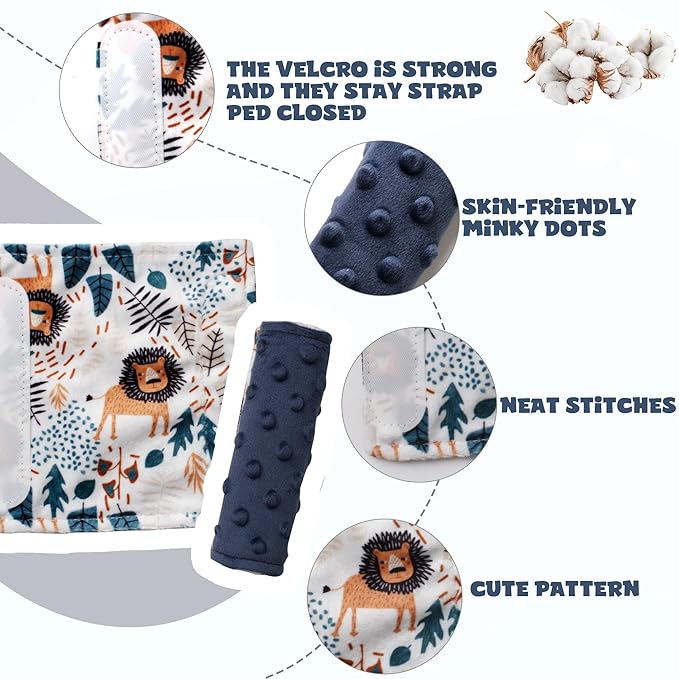 Car Seat Strap Covers for Babies Soft Car Seat Belt Covers, Mink Car Seat Straps Shoulder Pads for Boys and Girls, Navy
