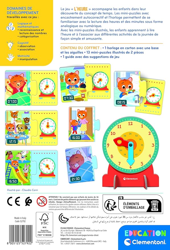 Clementoni | Time | Contains 1 Clock, 13 Mini Puzzles and 1 Guide. | 4 Years | 52792