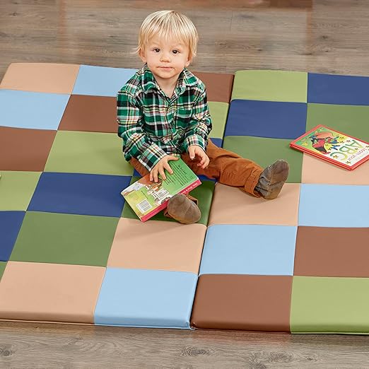 ECR4Kids Softzone Patchwork Toddler Foam Play Mat, 58" Square, Earthtone