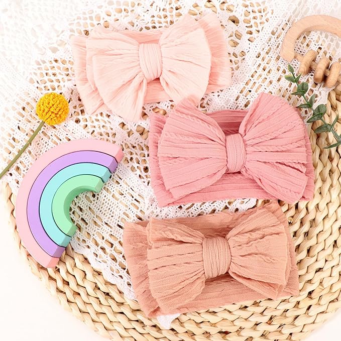 AQOKKA Baby Bows Headbands Nylon Baby Girl Headbands Soft Handmade Hairbands Toddler Hair Accessories for Girls Baby Newborn Infant Kids