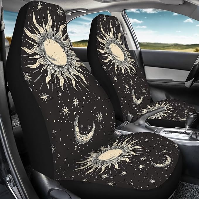 Gothic Sun Car Seat Covers Anti Slip Car Seat Covers Front Seats Only Easy to Install and Clean Removable Automotive Accessories Universal Fit for Most Vehicle