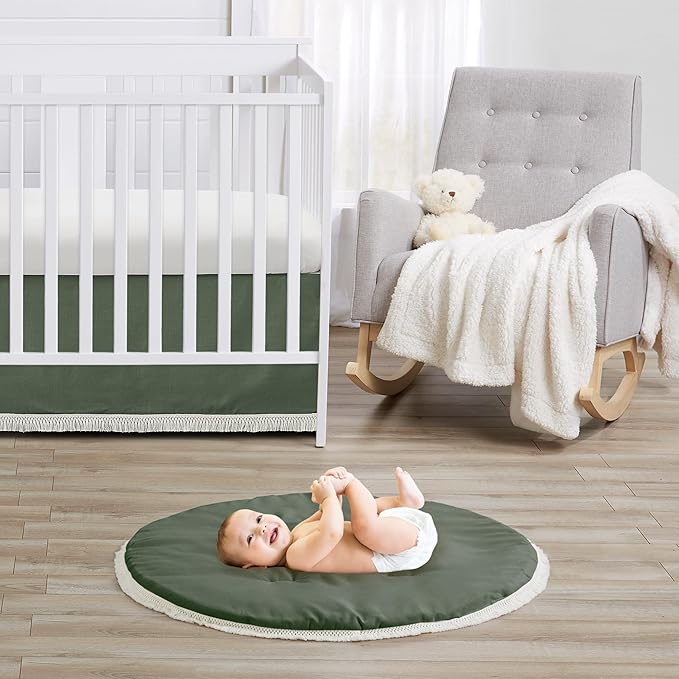 Sweet Jojo Designs Dark Green Boho Boy Girl Gender Neutral Baby Play Mat Tummy Time Activity Infant Playmat Playpen Tent Teepee Floor Sage Modern Bohemian Farmhouse Southwest Shabby Chic Diamond Tuft