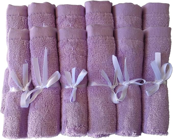 BY LORA Soft Face Cloths for Newborn, Absorbent Bath Face Towels, Baby Wipes, Burp Cloths or Face Towels, 12-Pack, Lavender
