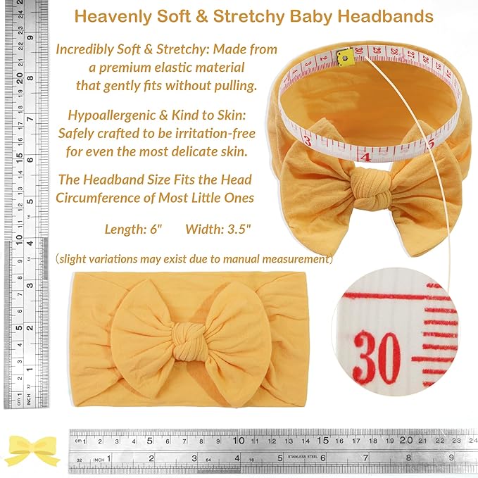 JOYOYO 16 Colors Soft Wide Turban Baby Headbands with 4.5 inches Hair Bow Headwraps for Baby Girls Infants Newborn Hair Accessories Toddlers Kids and Children