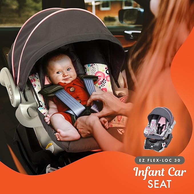 Baby Trend Skyview Stroller Travel System with EZ Flex-Loc Infant Car Seat, Flora