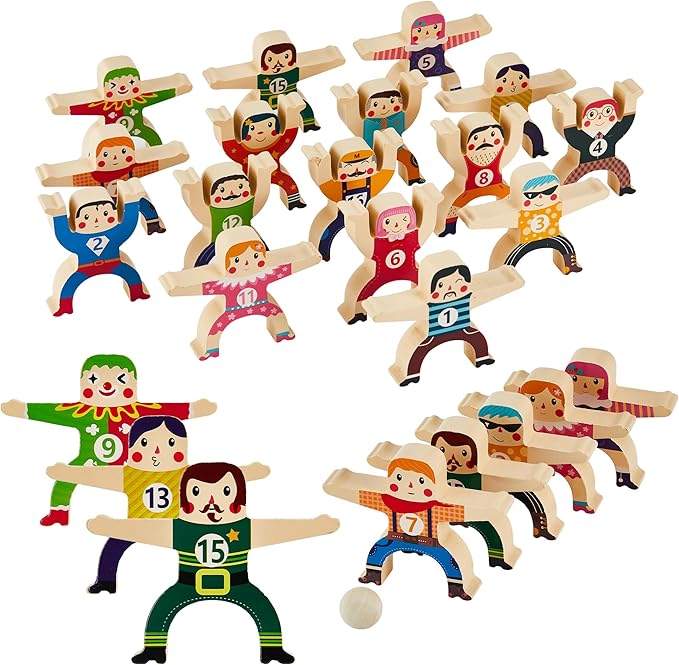 HELLO PAPAYA Wooden Stacking Toys 16Pcs Balancing Building Blocks Game,Circus Hercules Acrobatic Troupe Interlock Toy,for 3 4 5 6 Years Old Kids Adults Toddler Puzzle Toys