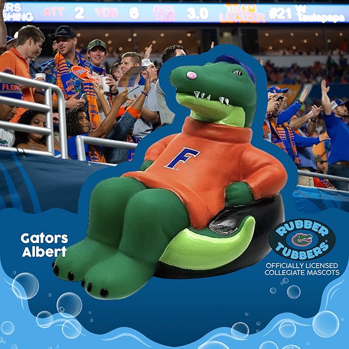 Florida Gators (Albert) Collegiate Bathtub Toys - Officially Licensed NCAA Team Mascots, Authentic Sports Memorabilia, Novelty Rubber Ducks (University of Florida)
