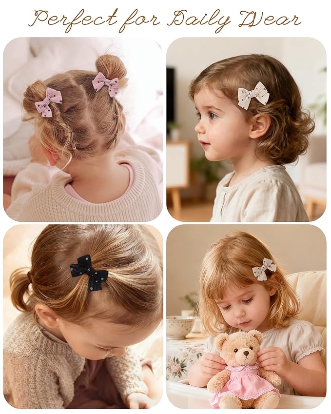 doboi 12 Pcs 2Inch Hair Clips Non Slip Small Bows Polka Dots Alligator Clips Hair Accessories for Little Girls Toddlers Teens