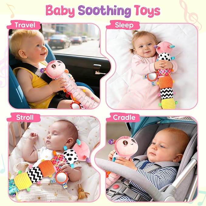Musical Caterpillar Baby Toys 0-6 6-12 Months, Multi-Functional Sensory Tummy Time Toys for Newborn Infants Boys & Girls, Developmental Stuffed Animal Toys, Baby Shower & Baby Gifts