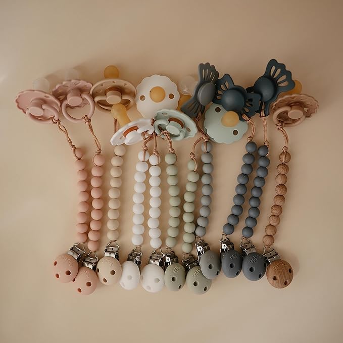 mushie 100% Silicone Baby Pacifier Clip BPA Free | Hera (Stone)