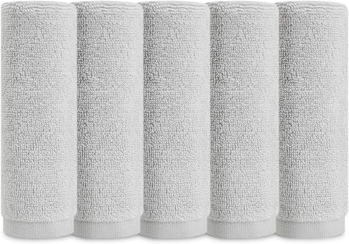 Natemia Organic Baby Washcloths (5 Pack, 12” x 12”) – 100% Organic Cotton – Ultra-Soft Baby Towels for Sensitive Skin – Newborn, Boys & Girls – Bathtime Wash Cloths, Baby Registry Must-Have (Grey)
