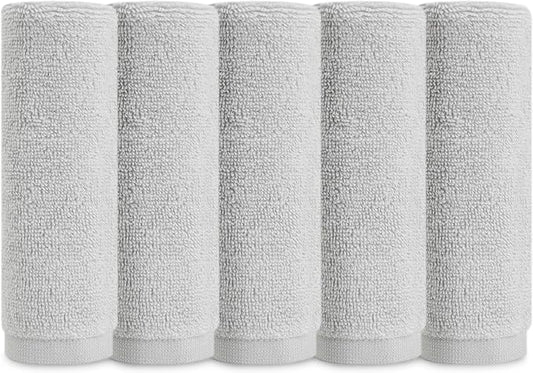 Natemia Organic Baby Washcloths (5 Pack, 12” x 12”) – 100% Organic Cotton – Ultra-Soft Baby Towels for Sensitive Skin – Newborn, Boys & Girls – Bathtime Wash Cloths, Baby Registry Must-Have (Grey)