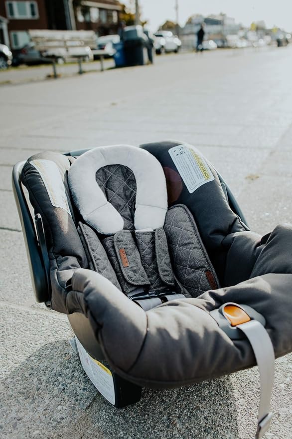 JJ Cole Reversible Seat Belt Covers - Quilted Seat Belt Cover for Car Seat Straps - Heather Gray - Car Seat Belt Cover - Baby Travel Essentials