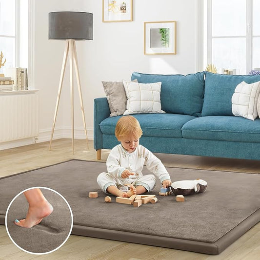 Baby Play Mat for Floor Nursery Rug Muscle Mat Area Rug Playroom Rug 47"x47" Playpen Mat Memory Foam 1.3" Thick Crawling Mat for Babies,Toddlers, Infants, Kids,Camel