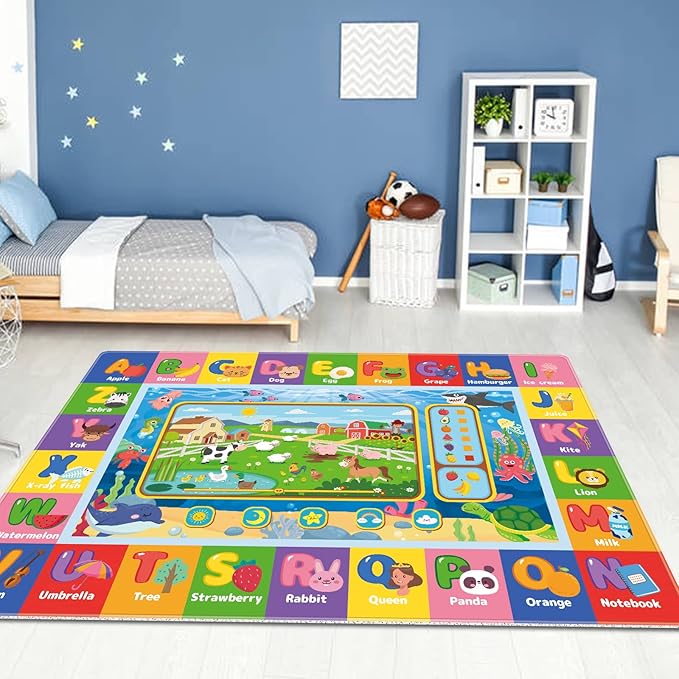 Baby Play Mat for Floor, Kids Playmat Baby Crawling Mat Educational Tummy Time Mats Soft ABC Play Mats for Toddlers Infants Kids Rug for Playroom Classroom (59 X 39.4 INCH, Style 1)