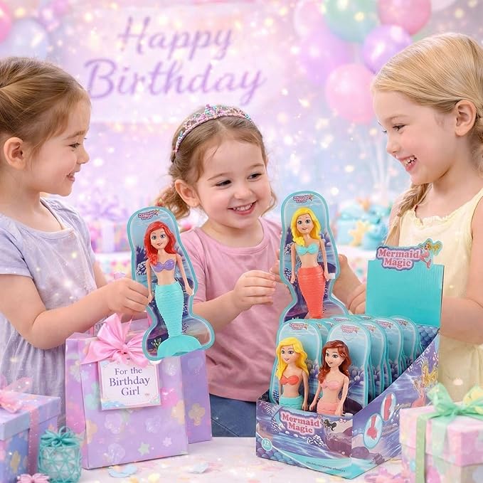 Mermaid Bath Toys for Toddlers Kids Girls - Princess Wind Up Tail Flap Floating Water Bathtub Toys, Swimming Pool Bathing Time Fun (12 Pack)