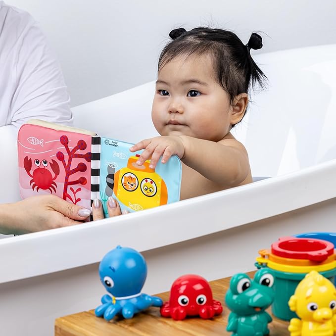 Baby Einstein Ocean Explorers Opus Bath Pals 11-Piece Gift Set, Waterproof Bath Book, Bath Cups, Animal Shape Bath Toys for Baby and Toddler, Ages 3 Months and Up