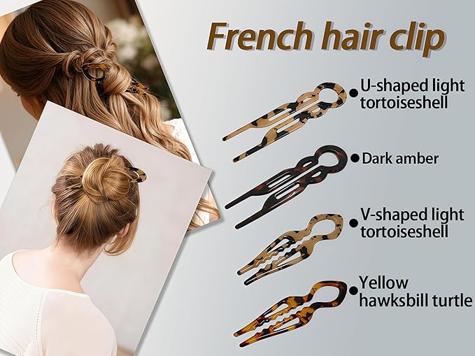 4PCS Prestige French Hair Pins - Serrated Anti-Slip Design, Curved Angle for Better Head Fit, New Elegant Hair Accessories for Women, Suitable for All Hair Types